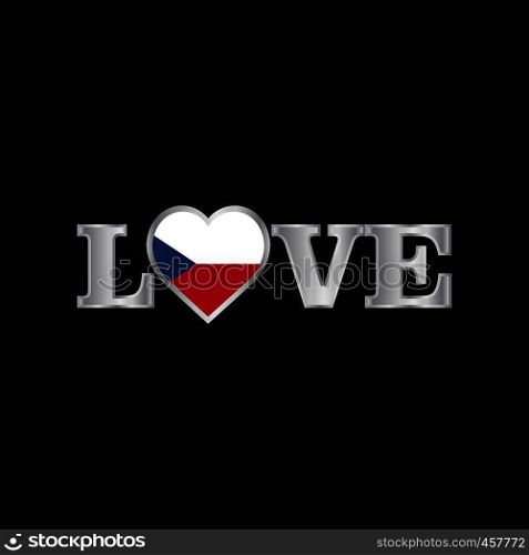 Love typography with Czech Republic flag design vector