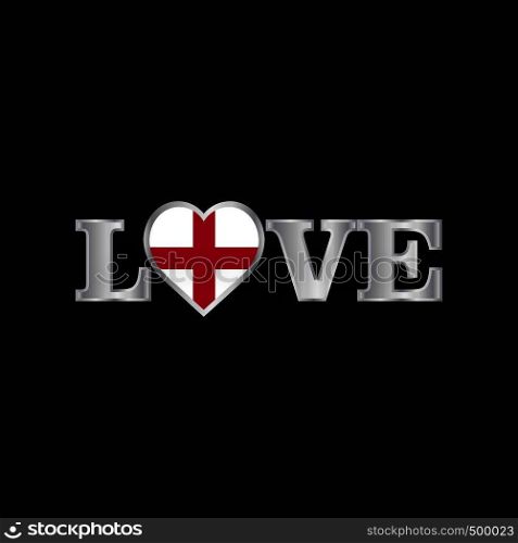 Love typography with England flag design vector