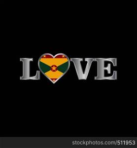 Love typography with Grenada flag design vector