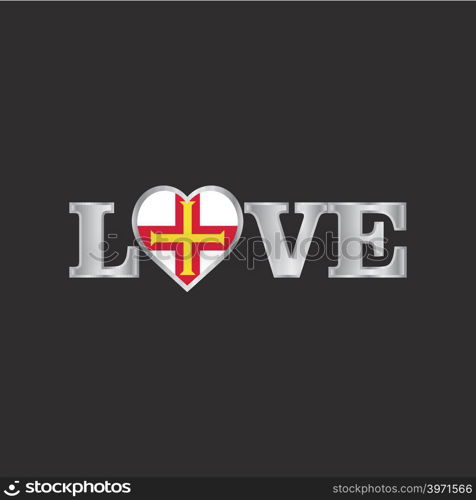 Love typography with Guernsey flag design vector