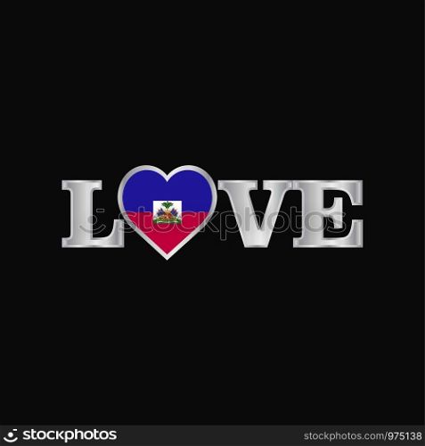 Love typography with Haiti flag design vector