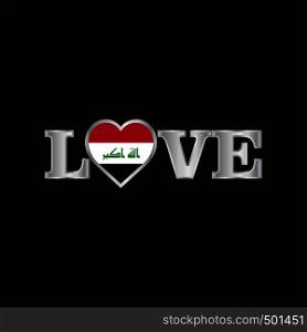 Love typography with Iraq flag design vector