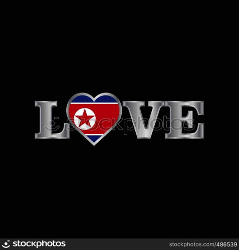 Love typography with Korea North flag design vector