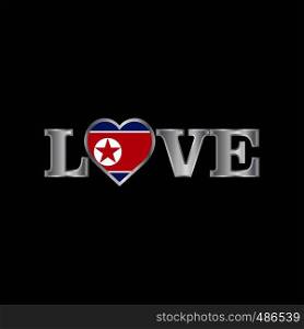 Love typography with Korea North flag design vector