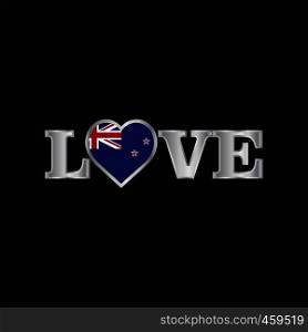 Love typography with New Zealand flag design vector