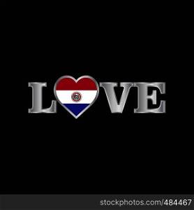 Love typography with Paraguay flag design vector