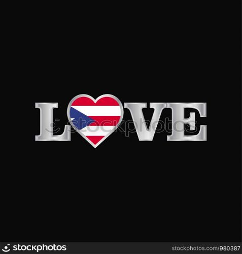 Love typography with Puerto Rico flag design vector