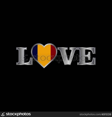 Love typography with Romania flag design vector