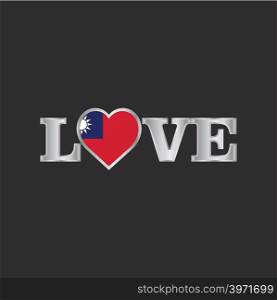 Love typography with Taiwan flag design vector