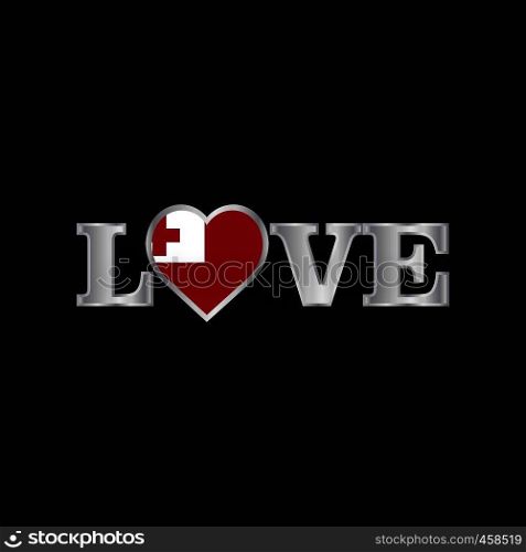 Love typography with Tonga flag design vector