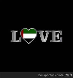 Love typography with UAE flag design vector