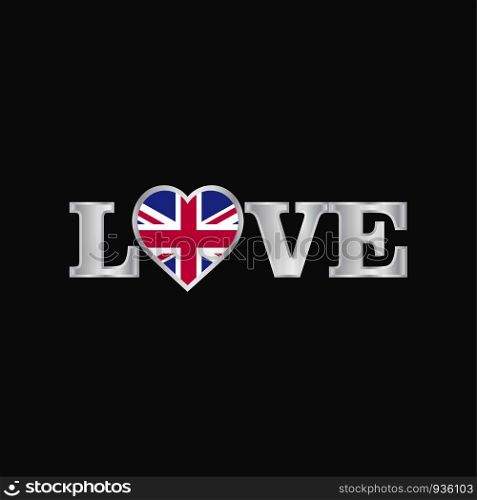 Love typography with United Kingdom flag design vector