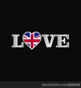 Love typography with United Kingdom flag design vector