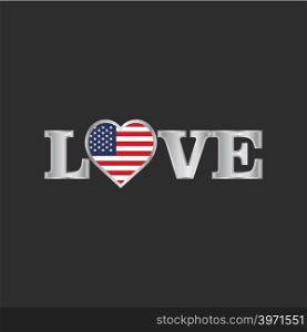 Love typography with United States of America flag design vector