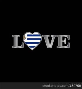 Love typography with Uruguay flag design vector