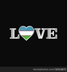 Love typography with Uzbekistan flag design vector