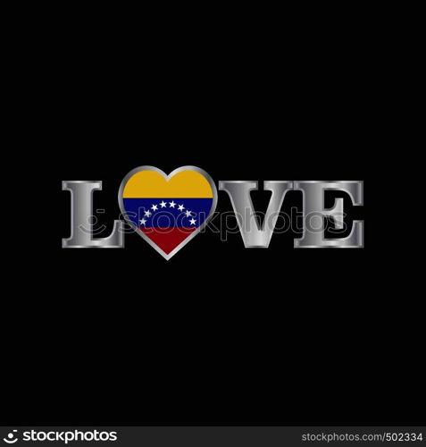 Love typography with Venezuela flag design vector