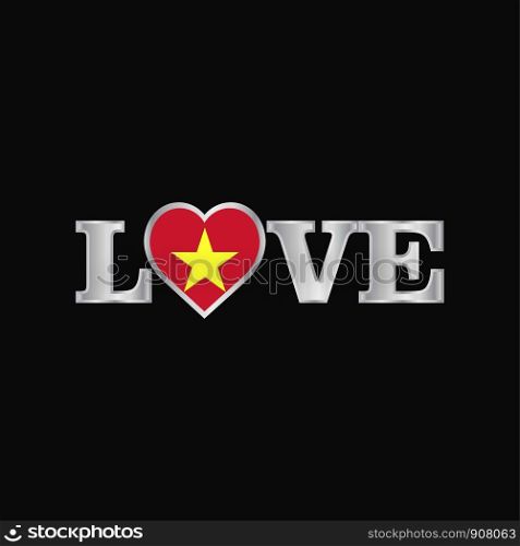 Love typography with Vietnam flag design vector