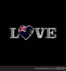 Love typography with Virgin Islands UK flag design vector