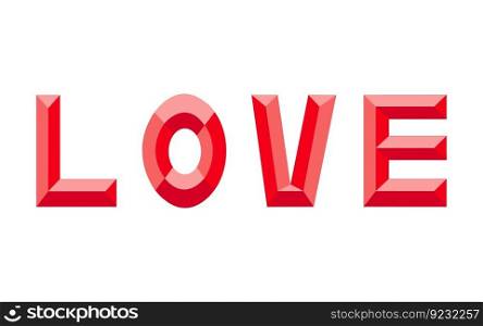 Love vector word lettering illustration red color textured isolated on white type font valentine concept