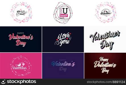 Love word hand-drawn lettering and calligraphy with a cute heart on a red. white. and pink background Valentine&rsquo;s Day template or background suitable for use in Love and Valentine&rsquo;s Day concepts