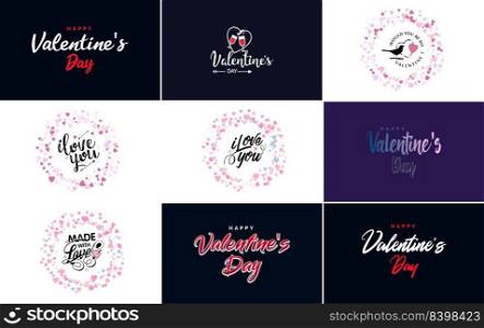Love word hand-drawn lettering and calligraphy with cute heart on red. white. and pink background Valentine&rsquo;s Day template or background suitable for use in Love and Valentine&rsquo;s Day concept