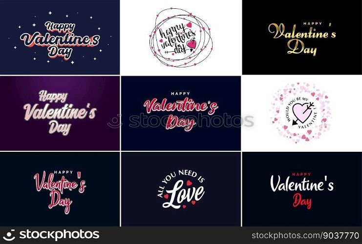 Love word hand-drawn lettering and calligraphy with cute heart on red. white. and pink background Valentine’s Day template or background suitable for use in Love and Valentine’s Day concept