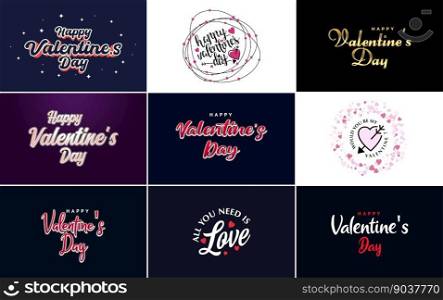 Love word hand-drawn lettering and calligraphy with cute heart on red. white. and pink background Valentine’s Day template or background suitable for use in Love and Valentine’s Day concept
