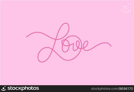 love word lettering design in continuous line drawing vector