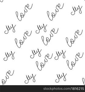love you hearts romantic pattern illustration isolated on white. black and white seamless pattern. love you hearts romantic pattern illustration isolated on white. black and white seamless pattern.