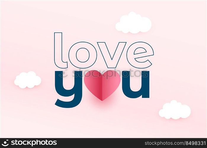 love you message over the clouds valentines day card design