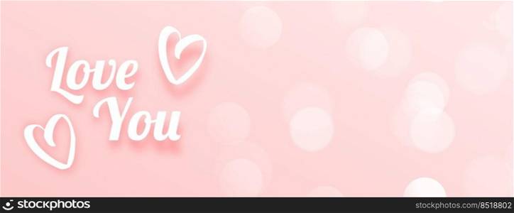 love you message pink bokeh banner design