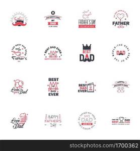 Love You Papa Card Design for Happy Fathers Day Typography Collection 16 Black and Pink Design. Editable Vector Design Elements
