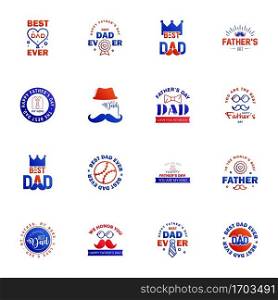 Love You Papa Card Design for Happy Fathers Day Typography Collection 16 Blue and red Design. Editable Vector Design Elements