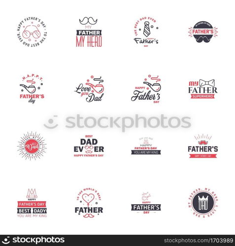 Love You Papa Card Design for Happy Fathers Day Typography Collection 16 Black and Pink Design. Editable Vector Design Elements