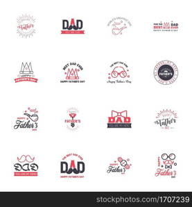 Love You Papa Card Design for Happy Fathers Day Typography Collection 16 Black and Pink Design. Editable Vector Design Elements