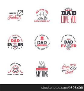 Love You Papa Card Design for Happy Fathers Day Typography Collection 9 Black and Pink Design. Editable Vector Design Elements