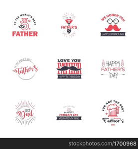 Love You Papa Card Design for Happy Fathers Day Typography Collection 9 Black and Pink Design. Editable Vector Design Elements