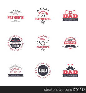 Love You Papa Card Design for Happy Fathers Day Typography Collection 9 Black and Pink Design. Editable Vector Design Elements