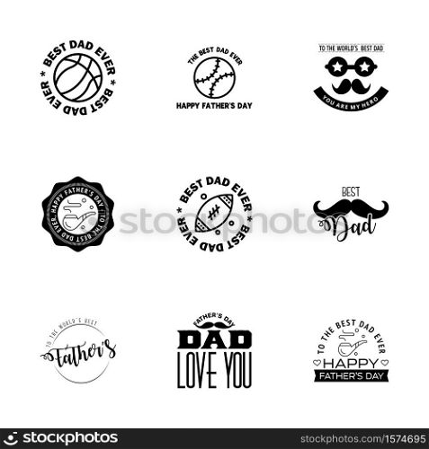 Love You Papa Card Design for Happy Fathers Day Typography Collection 9 Black Design. Editable Vector Design Elements
