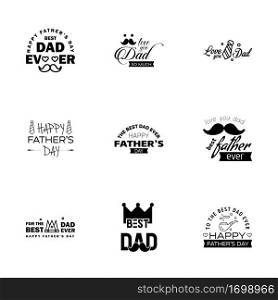 Love You Papa Card Design for Happy Fathers Day Typography Collection 9 Black Design.  Editable Vector Design Elements