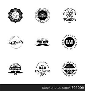 Love You Papa Card Design for Happy Fathers Day Typography Collection 9 Black Design.  Editable Vector Design Elements