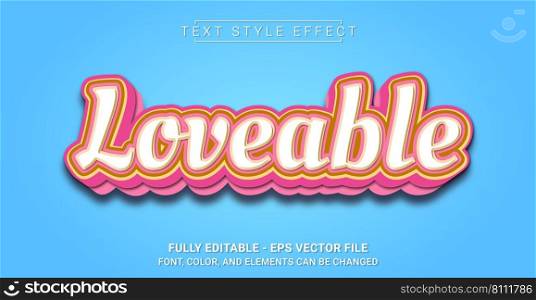 Loveable Text Style Effect. Editable Graphic Text Template.