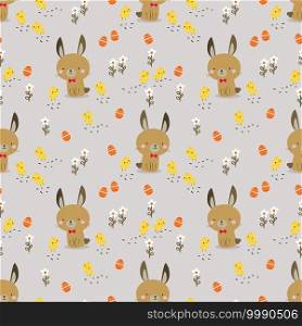 lovely bunny and chick seamless pattern