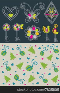 Lovely christmas background design in soft pink, yellow and green Great for textures and backgrounds for your projects