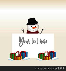 Lovely christmas Snowman and Santa Clause background with flat design. Vector EPS10 Abstract Template background