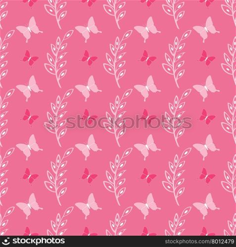Lovely cute butterfly seamless vector pattern. Pink background for girls. Lovely cute butterfly seamless vector pattern
