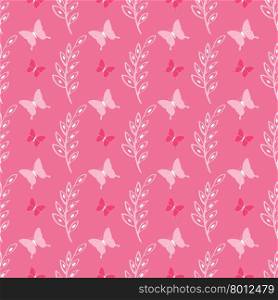 Lovely cute butterfly seamless vector pattern. Pink background for girls. Lovely cute butterfly seamless vector pattern