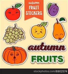 lovely doodle autumn fruit stickers