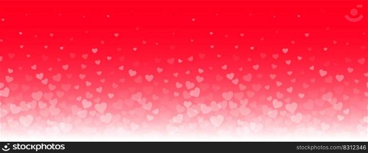 lovely glowing hearts banner on red background
